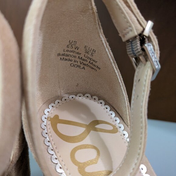 6.5 Wide Sam Edelman Odila suede scalloped block heel sandal - Picture 5 of 7